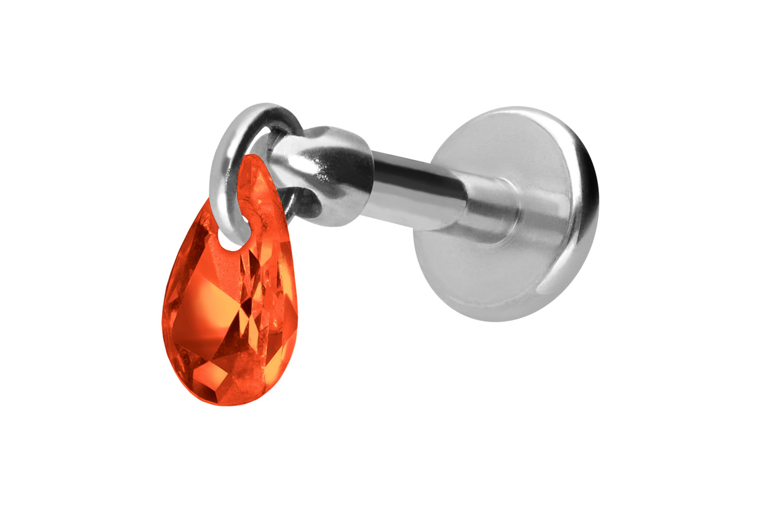 Titan Labret Piercing mit Innengewinde KRISTALLTROPFEN